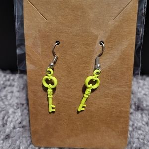 yellow skeleton key earrings